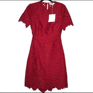 NWT Diane Von Furstenberg Red Lace Dress Size 2